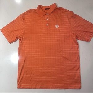 Clemson Tigers Nike Orange Striped Polo Large White Paw Logo